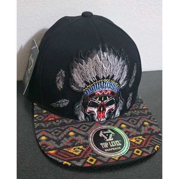Top Level Other - NEW Top Level "Skull" King Ball Cap Hat Embroidered Snapback OSFA Aztec/Black